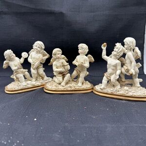 Elegant Cherub Figurine Set - Cream and Gold